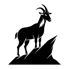 Majestic Goat on Rocky Mountain Peak - Vector Art