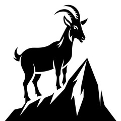 Majestic Goat on Rocky Mountain Peak - Vector Art