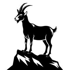 Majestic Goat on Rocky Mountain Peak - Vector Art