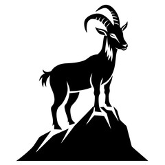Majestic Goat on Rocky Mountain Peak - Vector Art