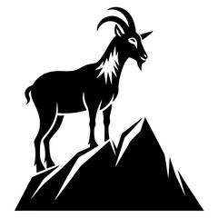 Majestic Goat on Rocky Mountain Peak - Vector Art