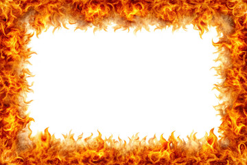Burning fire flames frame border png