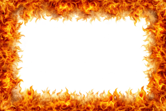 Burning fire flames frame border png