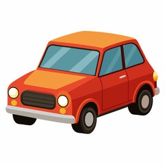 Orange Car with Black Tires and a Grille