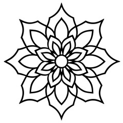 Mandala line art silhouette with white background