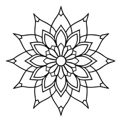 Mandala line art silhouette with white background