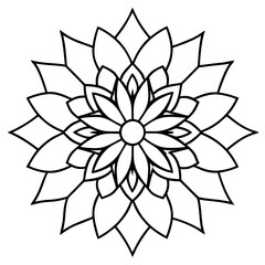 Mandala line art silhouette with white background