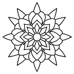 Mandala line art silhouette with white background