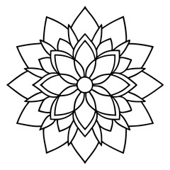 Mandala line art silhouette with white background