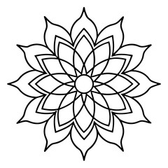 Mandala line art silhouette with white background