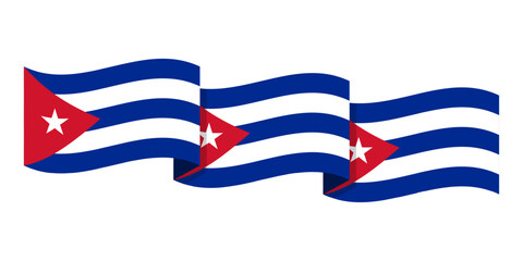 Vector illustration of wavy Cuba flag on transparent background