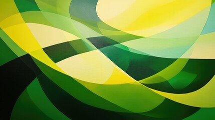 Obraz premium Artistic abstract composition with overlapping green and lime shapes, evoking movement.