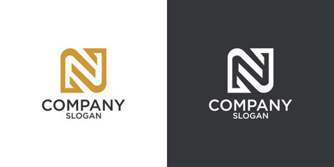 letter N abstract geometry logo vector design