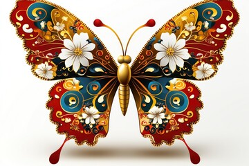 Ornate Butterfly with Floral Patterns