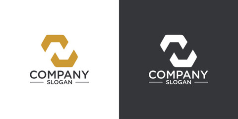 letter N abstract geometry logo vector design