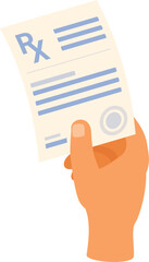 Hand is holding a prescription medical form with an rx symbol on it © nsit0108