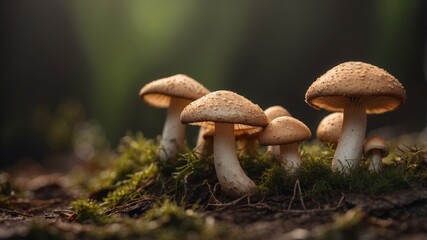 Fototapeta premium Close-up of Mushrooms on Rustic Background.