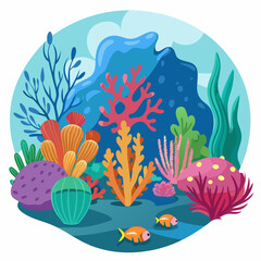 Underwater Scene with Colorful Coral and Two Fish