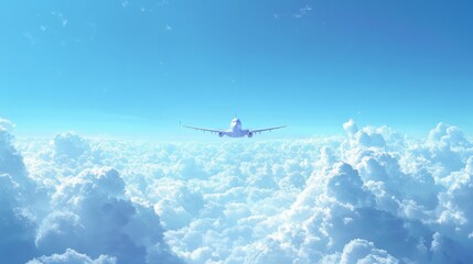 Naklejka premium Airplane Flying Above the Clouds