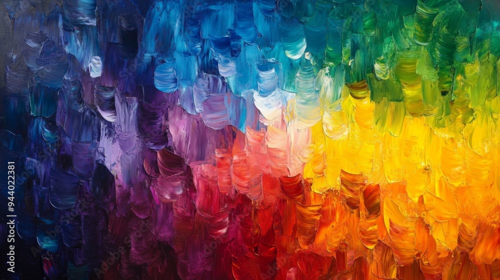 Poster Abstract Rainbow Brushstrokes