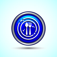 Eating Icon Button Design Illustration. Fork, Spoon, Restaurant icon