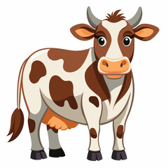 Cartoon Cow with Brown and White Patches