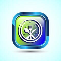 Eating Icon Button Design Illustration. Fork, Spoon, Restaurant icon