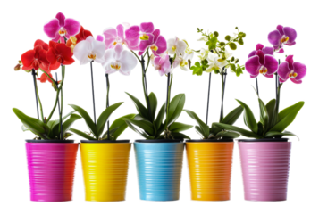 PNG Beautifully arranged colorful orchids