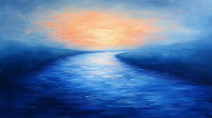 Obraz premium Abstract Sunrise Over River