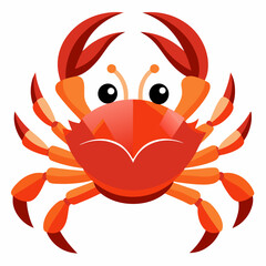 Fototapeta premium A Cartoon Red Crab with Big Eyes and Claws