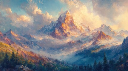 Obraz premium Majestic Mountain Landscape at Sunset