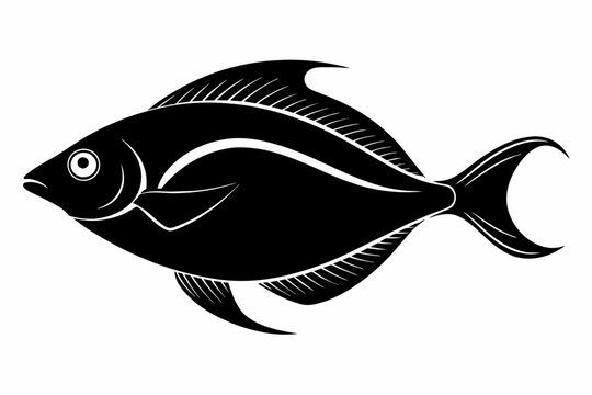 recommend clip art: Flounder fish silhouette black vector art illustration