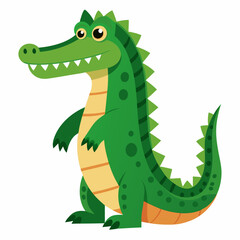 Cartoon Green Alligator with Large Teeth and Yellow Eyes