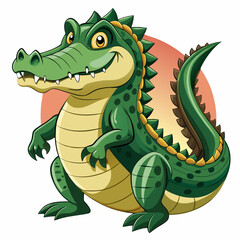 Naklejka premium Cartoon Crocodile with a Grin and Spiky Tail
