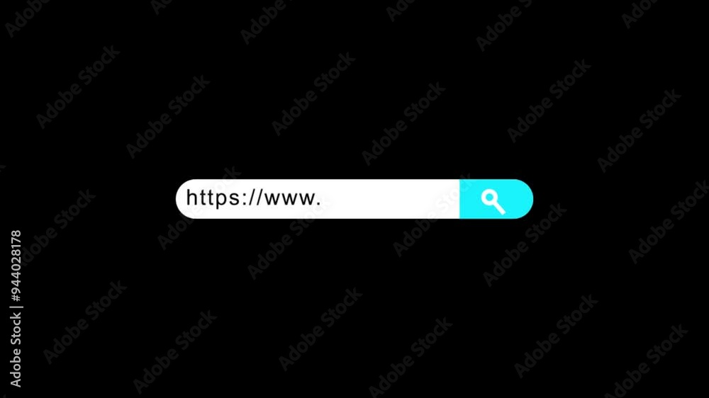 Wall mural internet browsing search bar button animated, 4k text box for searching web, video element