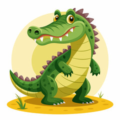 Obraz premium Cartoon Crocodile Standing on Sand With a Big Smile
