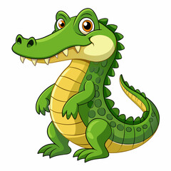 Fototapeta premium Cartoon Crocodile with Big Eyes and Grinning