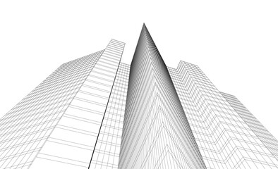 Fototapeta premium Architecture building vector 3d illustration on white background