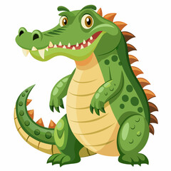 Cartoon Illustration of a Green Crocodile with a Grin