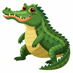 Fototapeta premium Cartoon Illustration of a Green Crocodile with a Grin