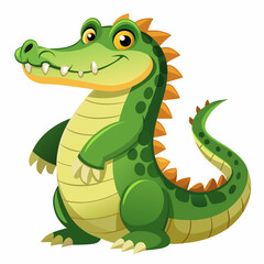 Fototapeta premium Cartoon Crocodile with Spiky Back and Claws