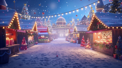 Magical Christmas Market at Night