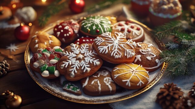 Baiserpl&Atilde;&curren;tzchen f&Atilde;&frac14;r Weihnachten mit weihnachtlicher Dekoration.