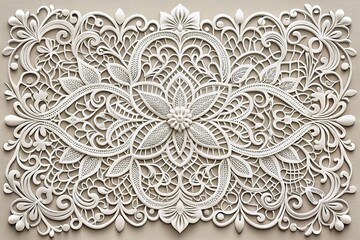 Fototapeta premium Calligraphic Lace: White, 3D, Font, Cursive, Elegant, Ornate, Lace, Delicate, Intricate, Traditional