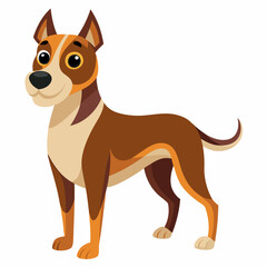 Cartoon Illustration of a Brown and White Dog with Big Eyes
