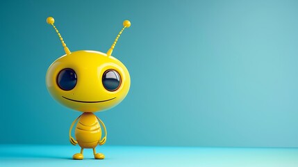 Fototapeta premium An antenna equipped alien emoji against a bright blue backdrop