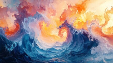 Abstract Ocean Waves Painting