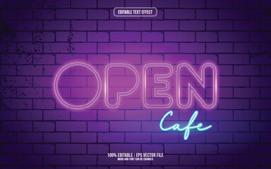 Obraz premium Open neon style 3D editable text effect