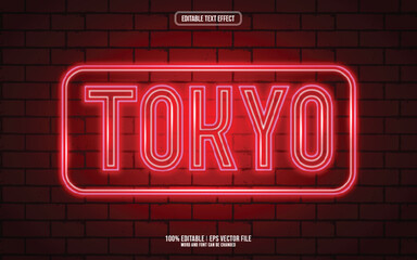 Tokyo neon style 3D editable text effect © hellomuh22