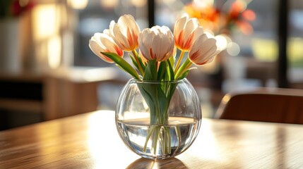 Elegant Tulips in Sunlit Vase